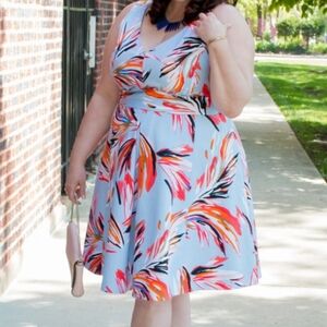 Lane Bryant Colorful Brush Stroke V-neck Midi Dress Sz 18